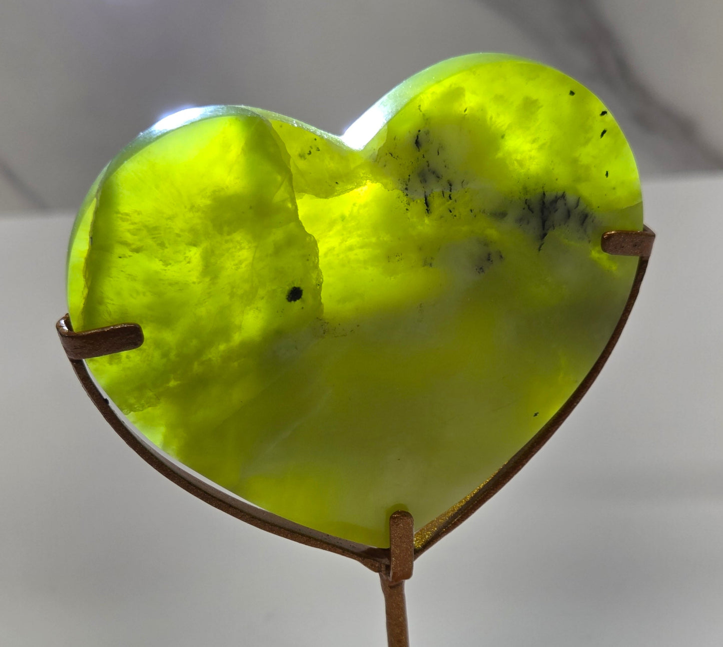 Vesuvianite heart on stand