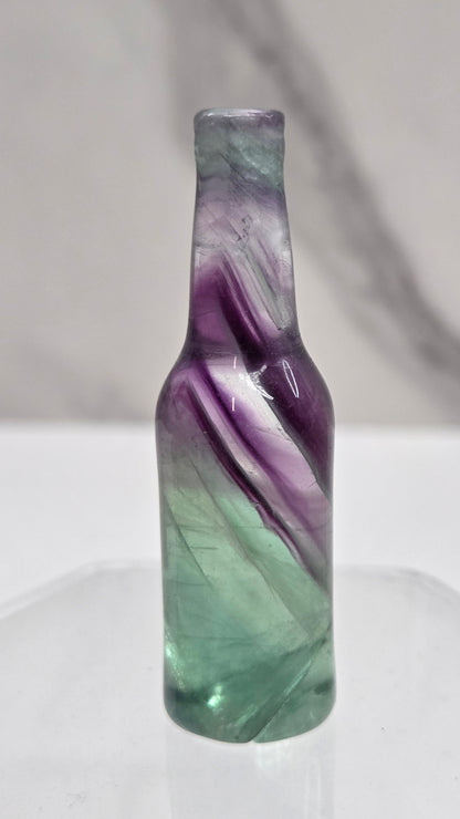 Fluorite beer bottle carving
