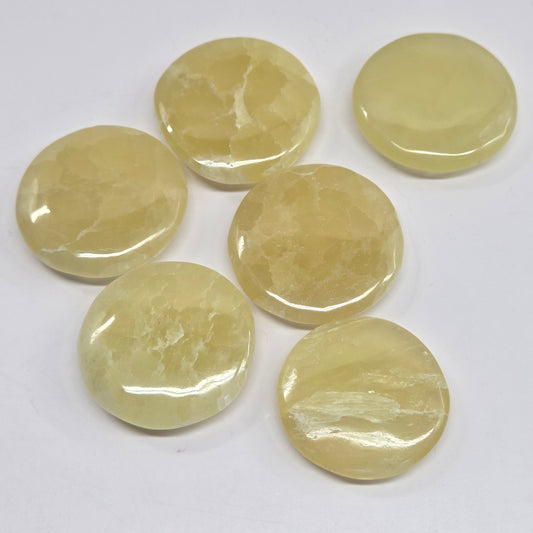 Lemon Calcite flat coin/round palm