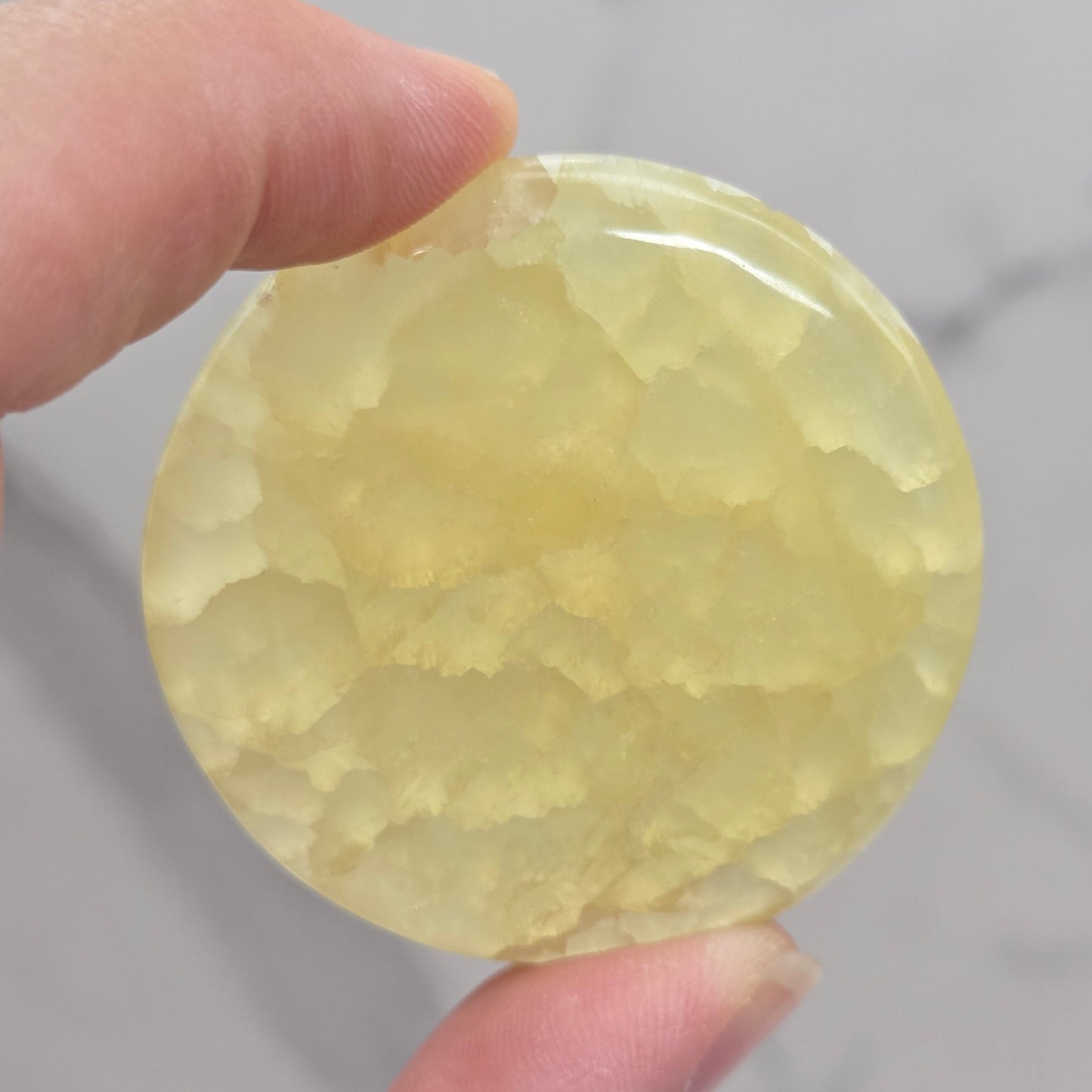Lemon Calcite flat coin/round palm
