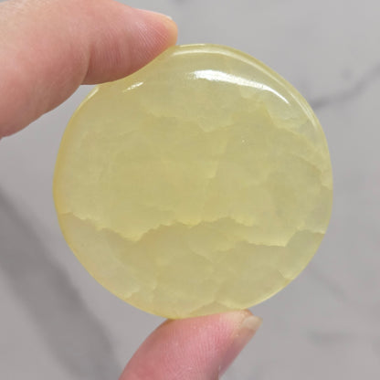 Lemon Calcite flat coin/round palm