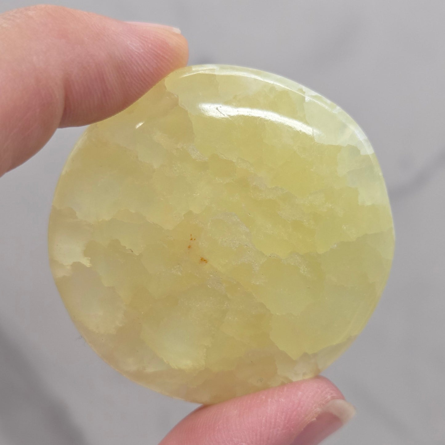 Lemon Calcite flat coin/round palm