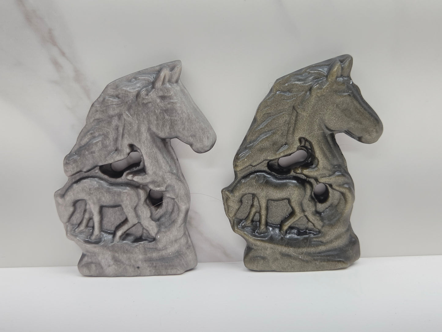 Obsidian horse (gold sheen & silver sheen)