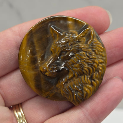 Wolf coin - Tigers Eye