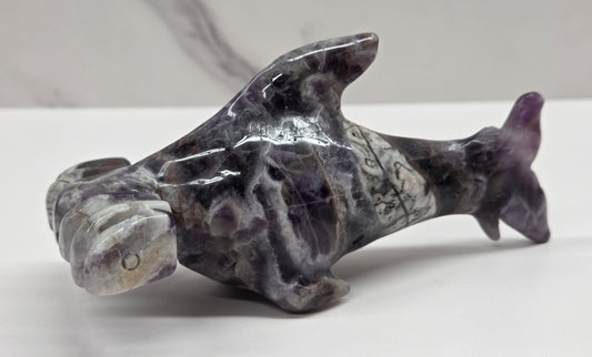 Hammerhead shark carving (L)