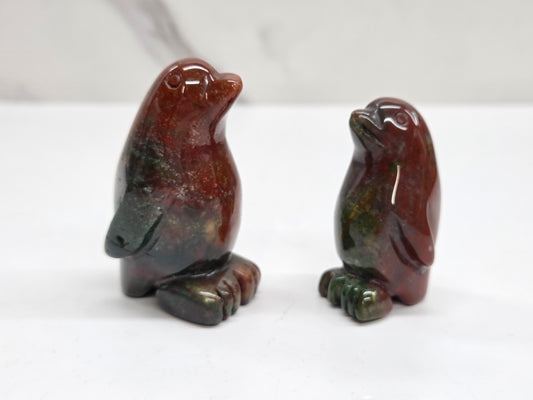 Penguin carving - Ocean Jasper