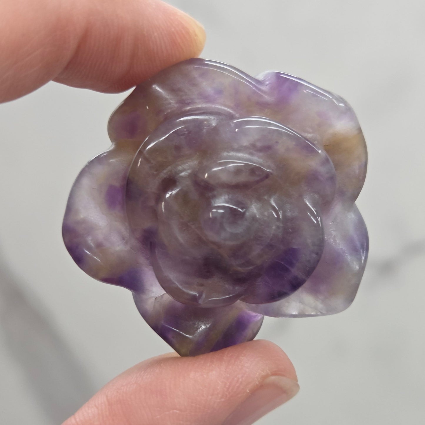 Amethyst rose carving