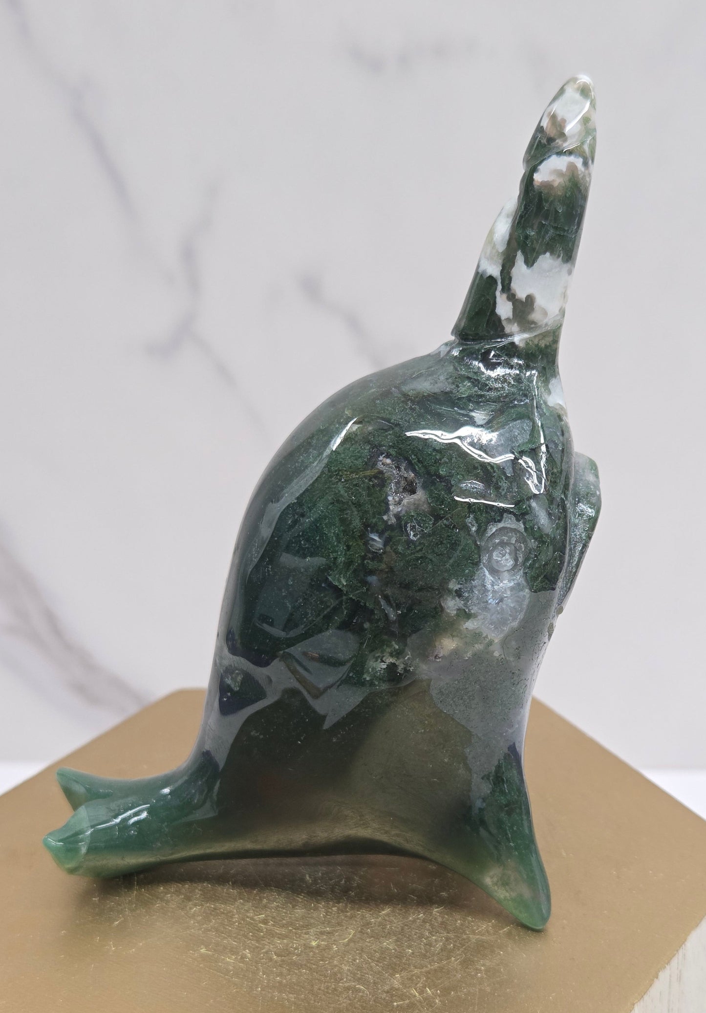 Narwhal carving - Ocean Jasper/Moss Agate