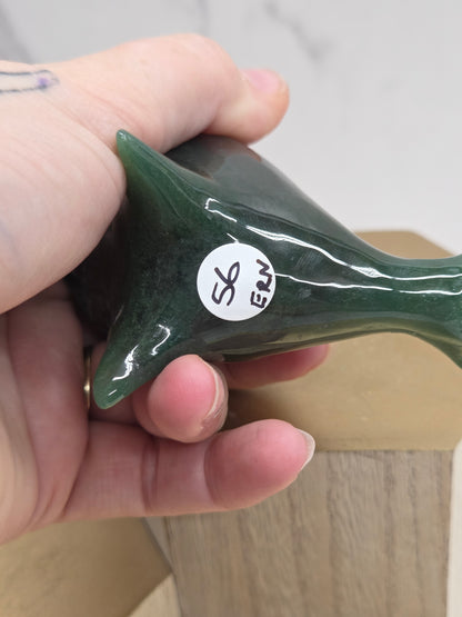 Narwhal carving - Ocean Jasper/Moss Agate