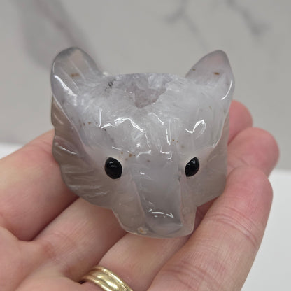 Drusy Agate wolf head (M)