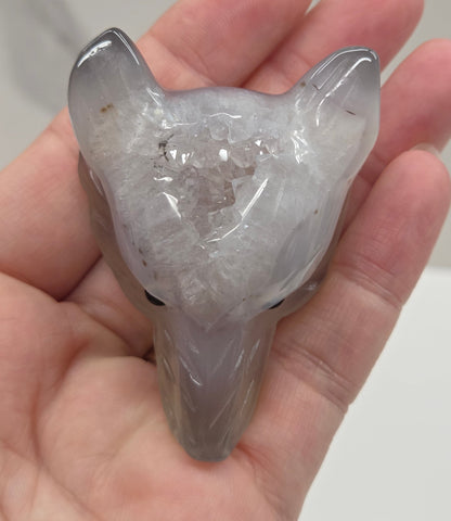 Drusy Agate wolf head (M)