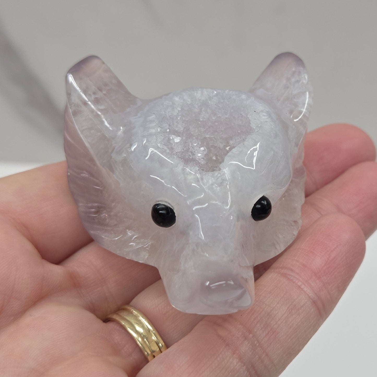 Drusy Agate wolf head (M)