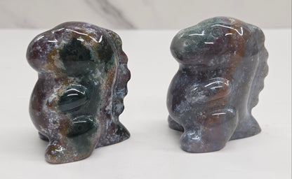 Chubby belly dino - Ocean Jasper/Moss Agate mix (medium)