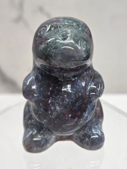 Chubby belly dino - Ocean Jasper/Moss Agate mix (medium)