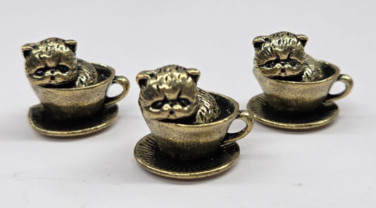 Brass kitty in cup (mini)