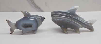 Agate shark carving