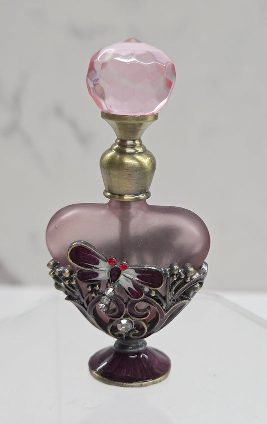 Perfume bottle - Glass heart w/ rhinestones