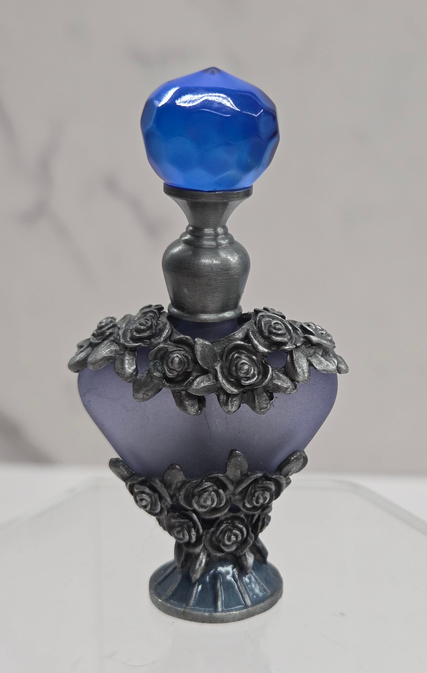 Perfume bottle - Glass heart w/ rhinestones