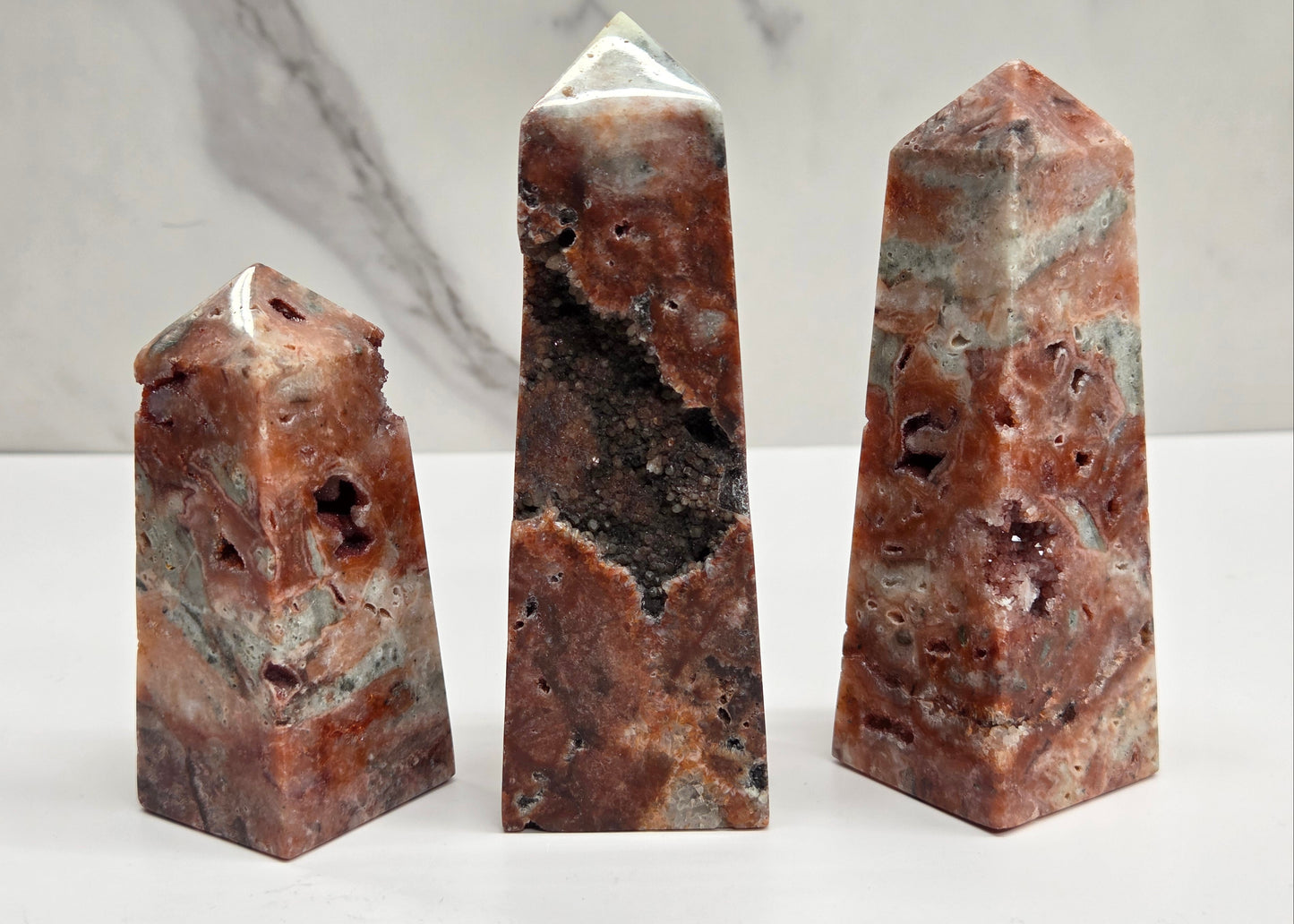 Red Drusy Quartz tower