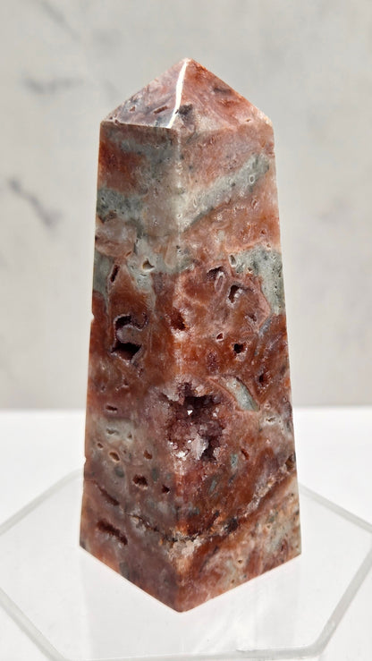 Red Drusy Quartz tower