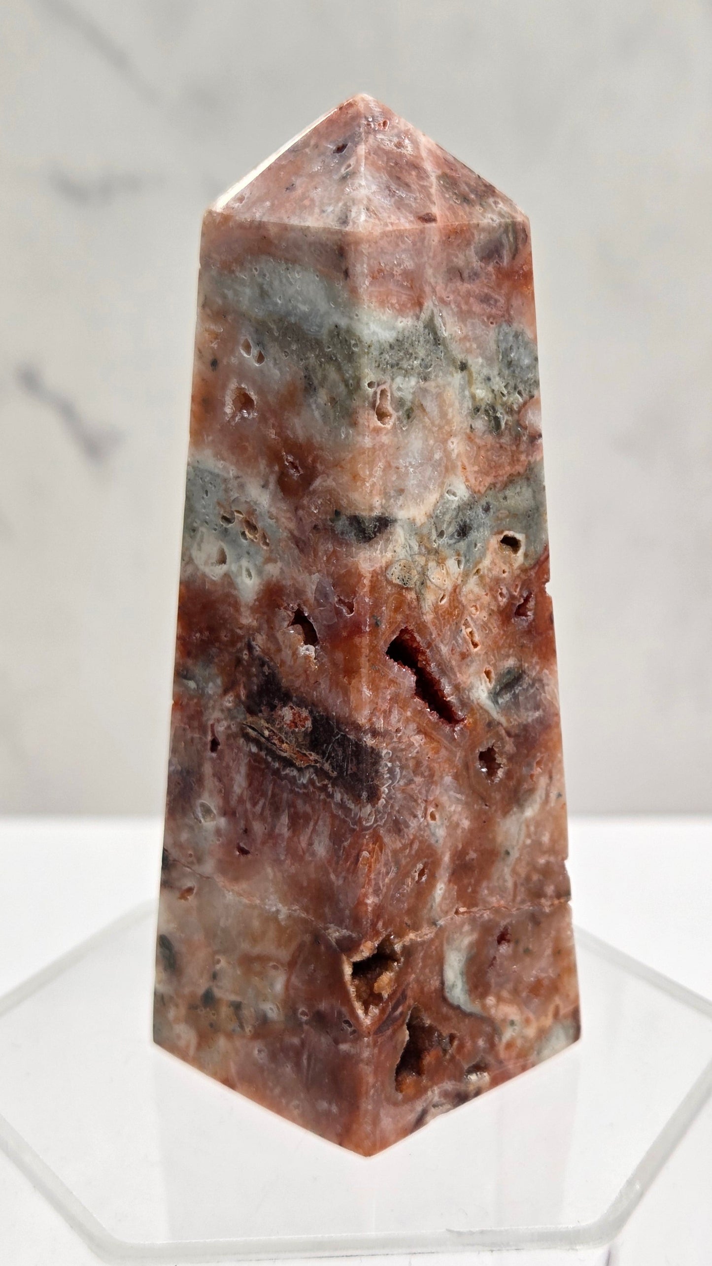 Red Drusy Quartz tower