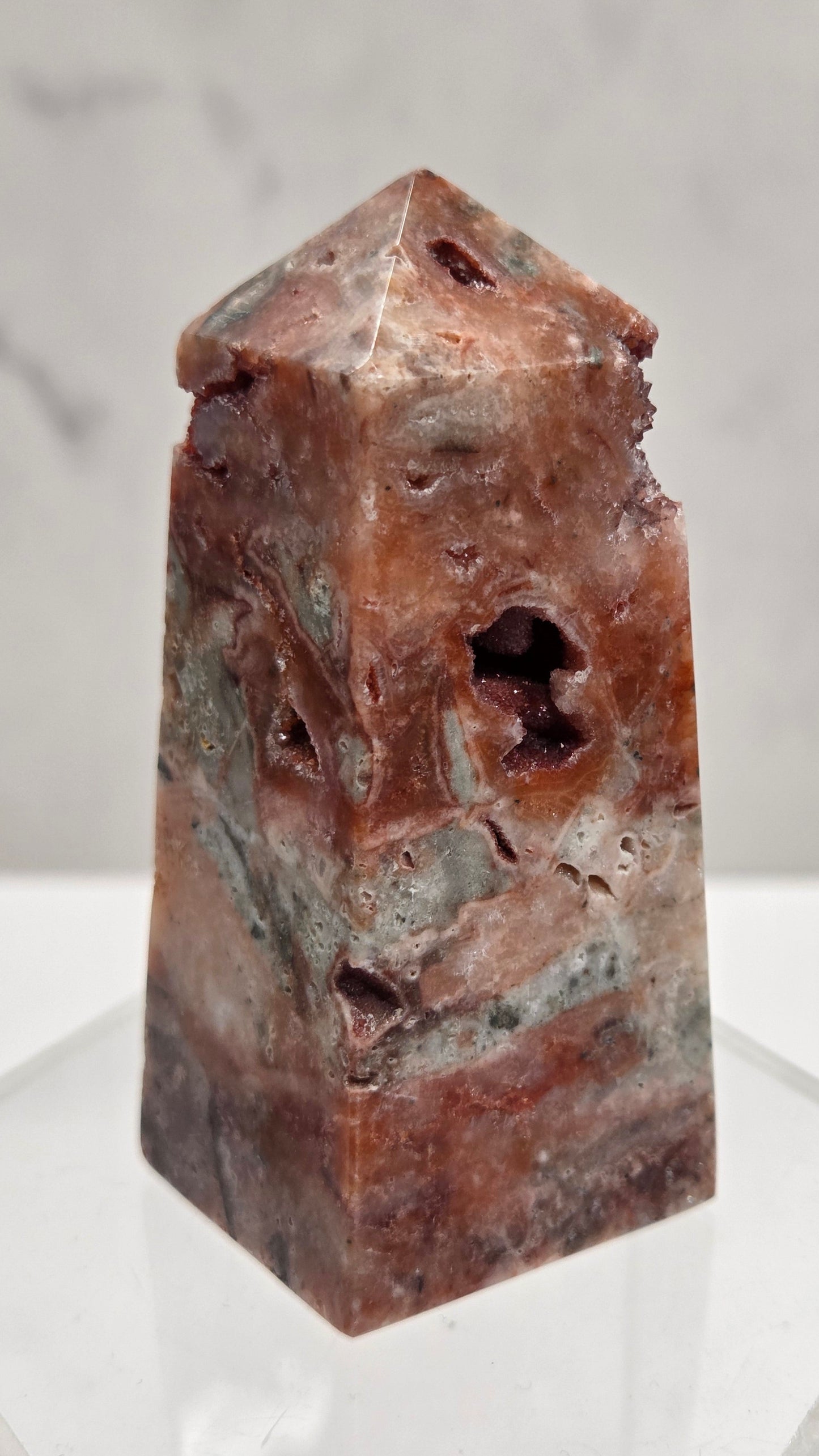 Red Drusy Quartz tower