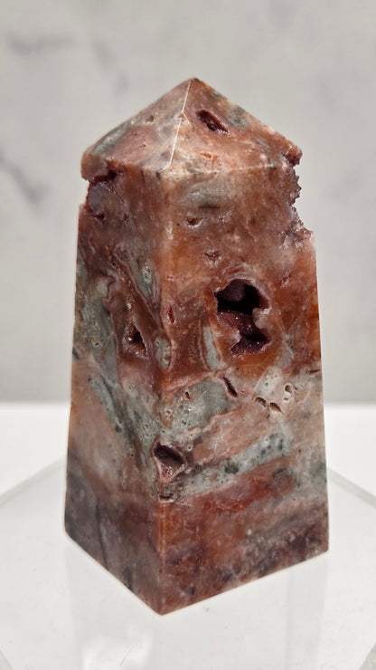 Red Drusy Quartz tower