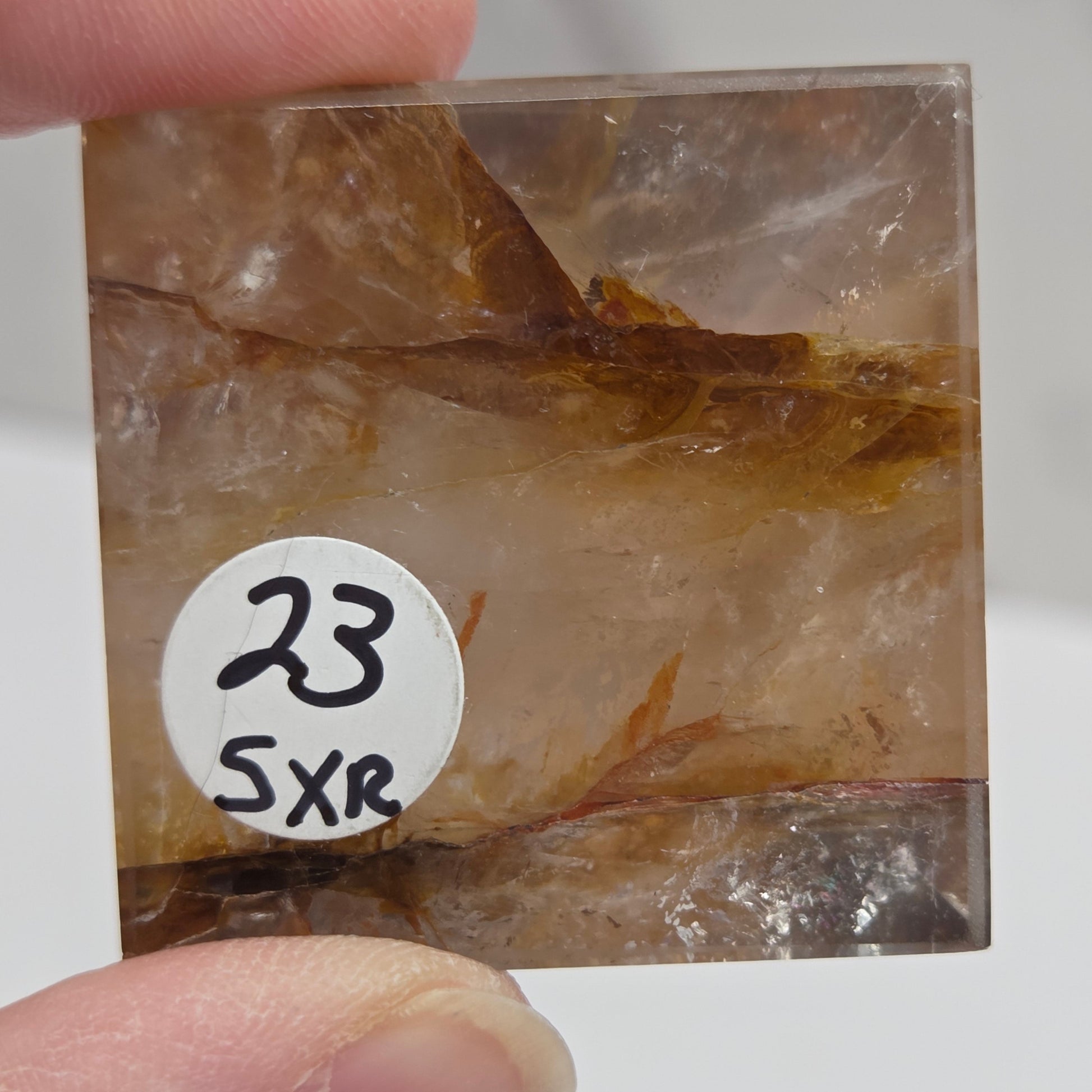 Bottom of Golden Healer pyramid with brown veins and label