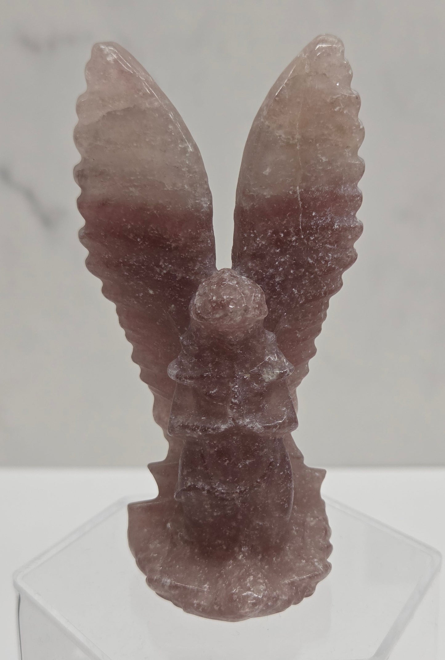 Strawberry Quartz red angel crystal carving