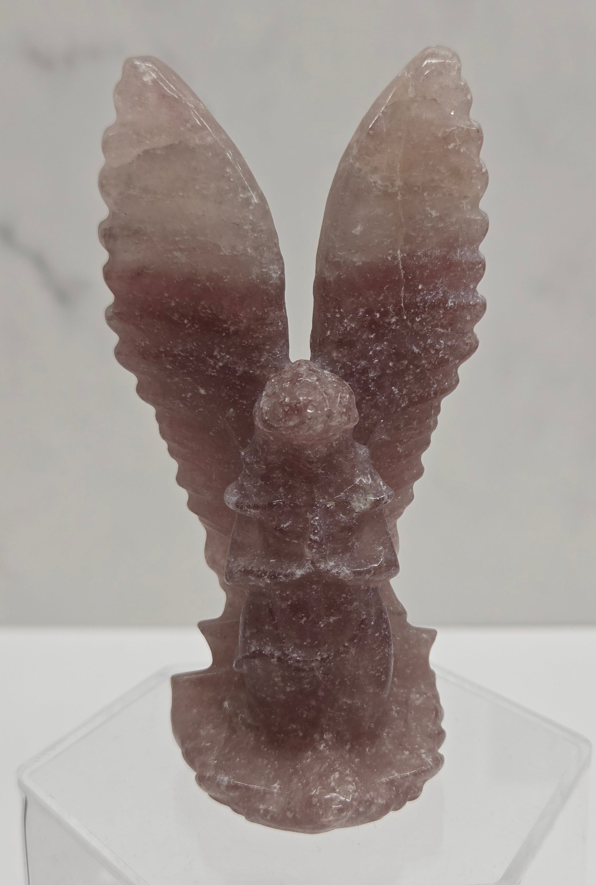 Strawberry Quartz red angel crystal carving