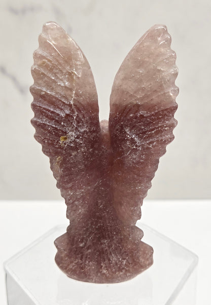 Back side of Strawberry Quartz red angel crystal carving