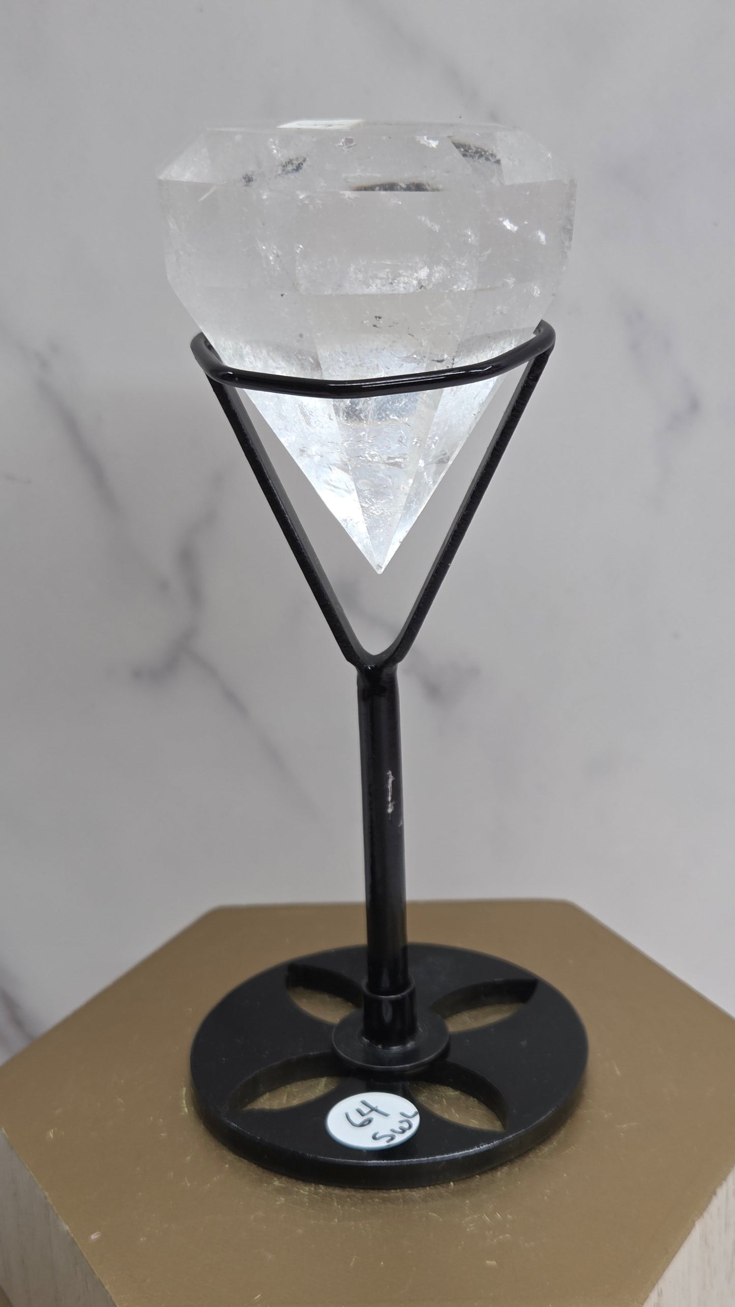 Smoky & Clear Quartz diamond on stand