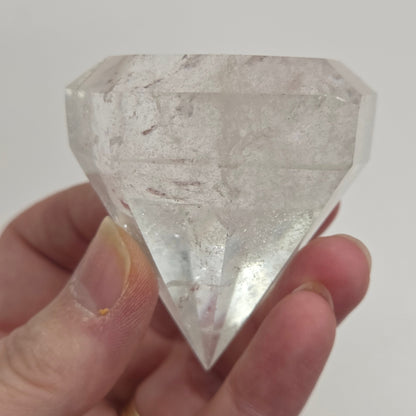 Smoky & Clear Quartz diamond on stand