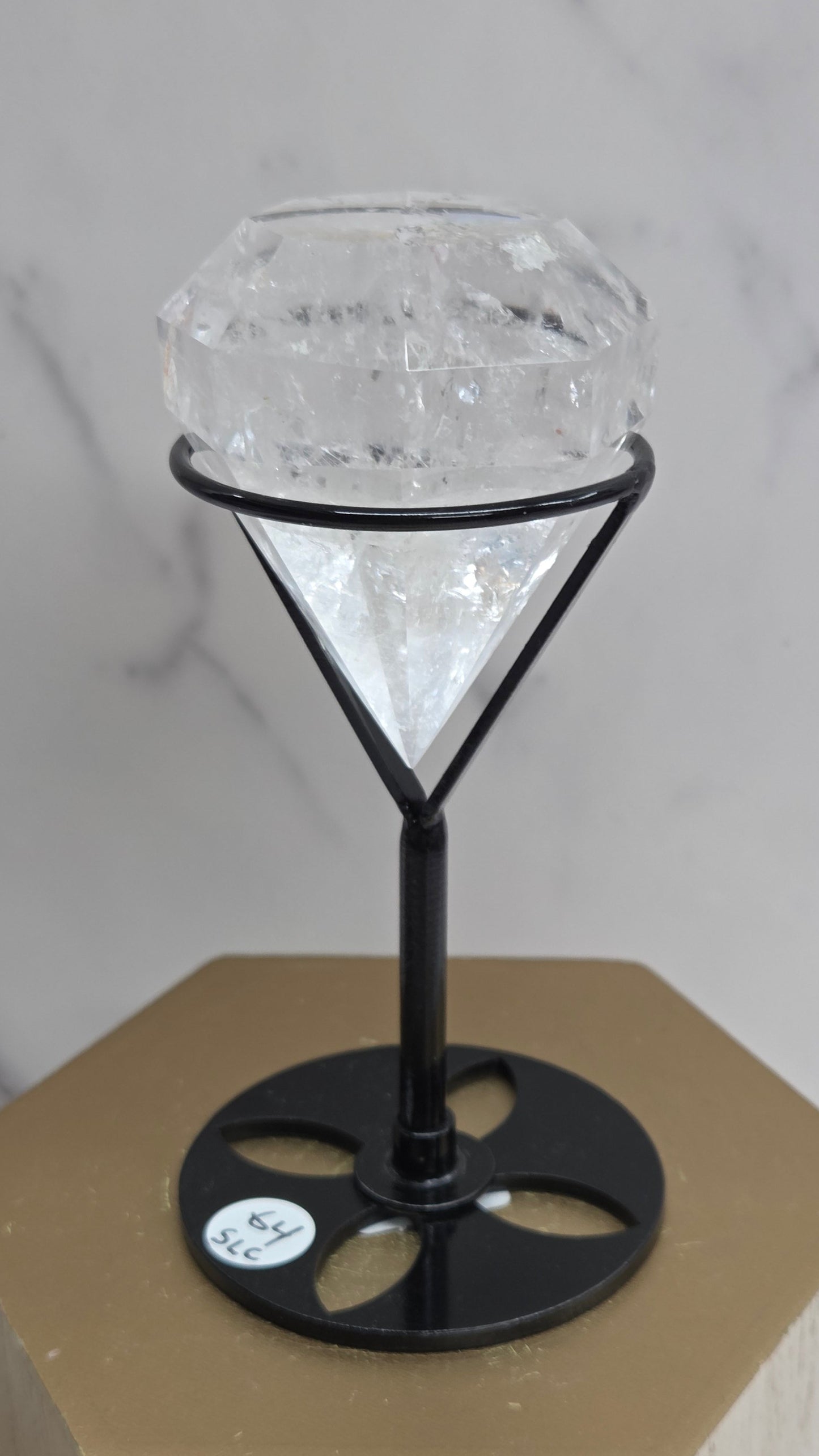 Smoky & Clear Quartz diamond on stand