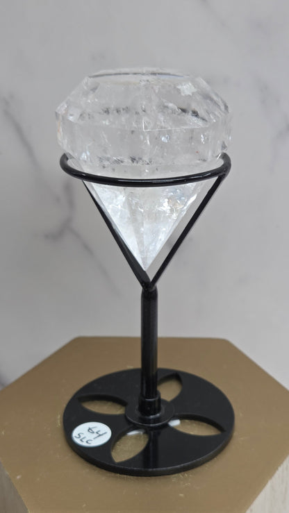 Smoky & Clear Quartz diamond on stand