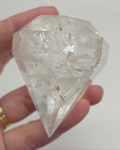 Smoky & Clear Quartz diamond on stand