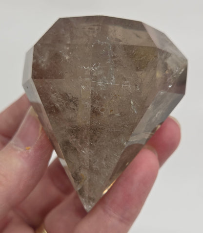 Smoky & Clear Quartz diamond on stand