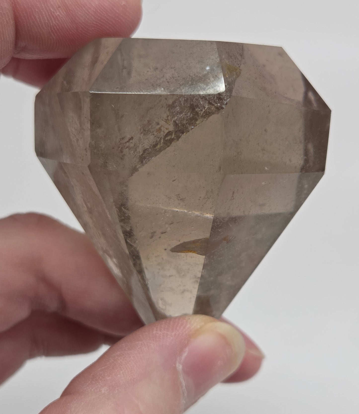 Smoky & Clear Quartz diamond on stand