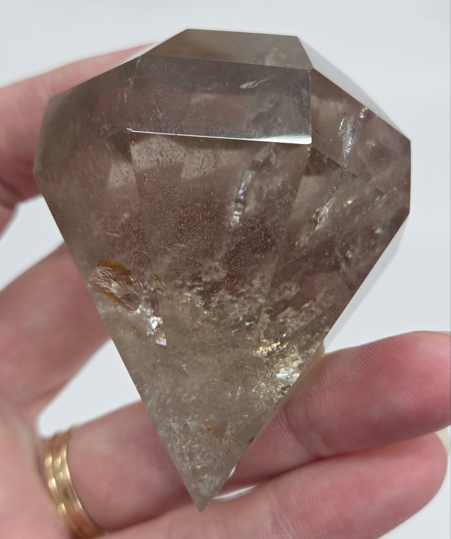 Smoky & Clear Quartz diamond on stand