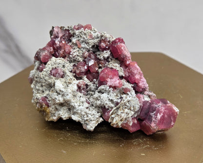 Mineral sample of Pink Garnet on white matrix