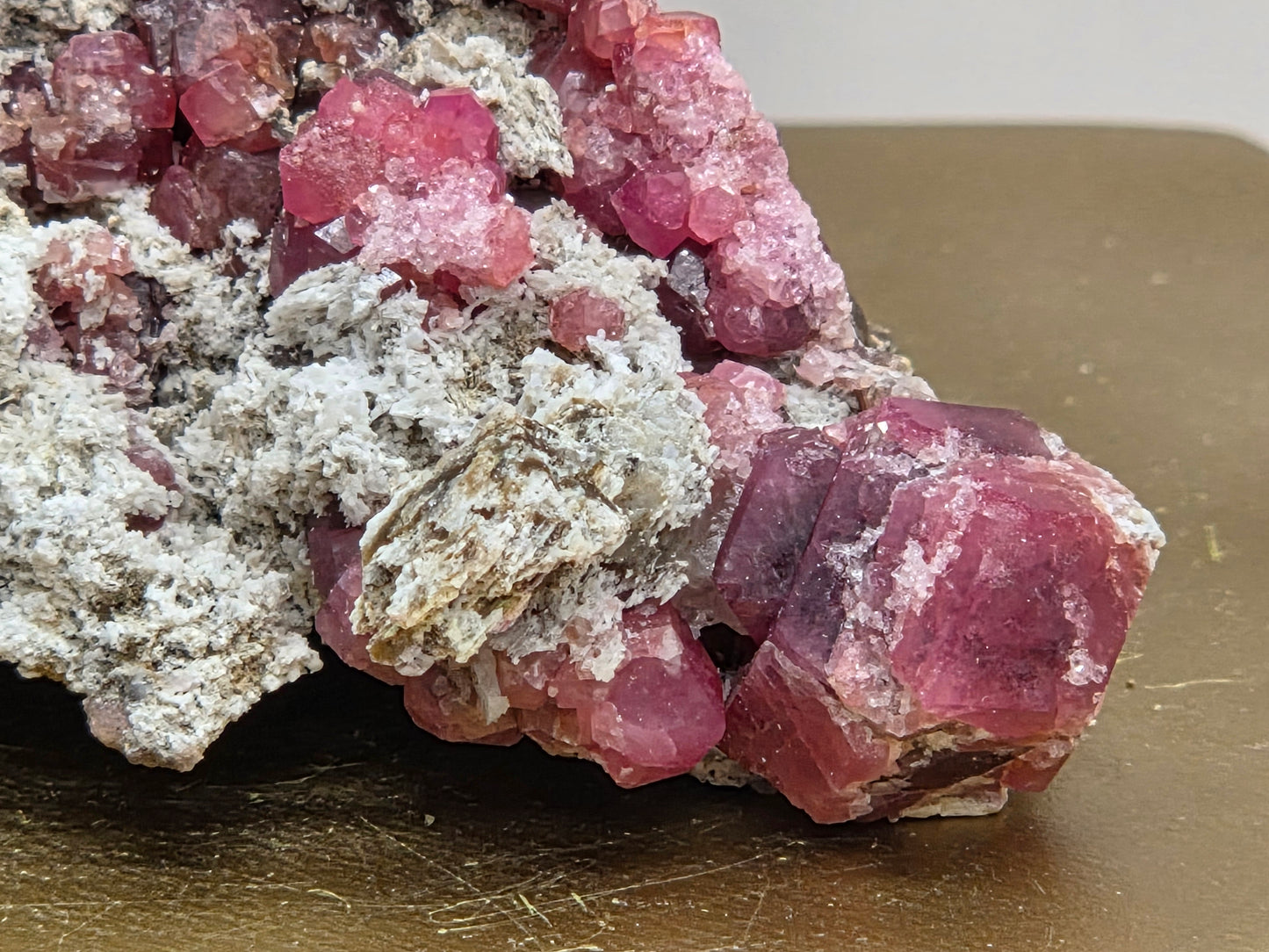 Close-up of pink crystal formations 