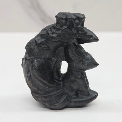 9 tail fox carving on moon