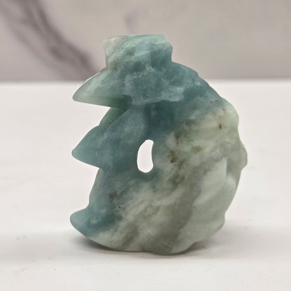 9 tail fox carving on moon