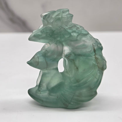 9 tail fox carving on moon