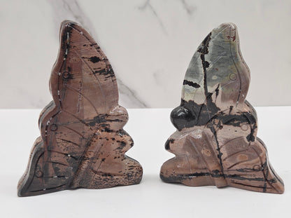 Picture Jasper fairy carvings on a white background