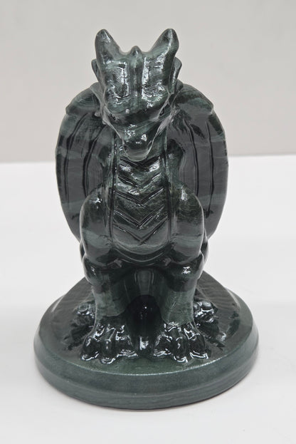 Green Wave Picture Jasper crystal dragon sculpture on a white background