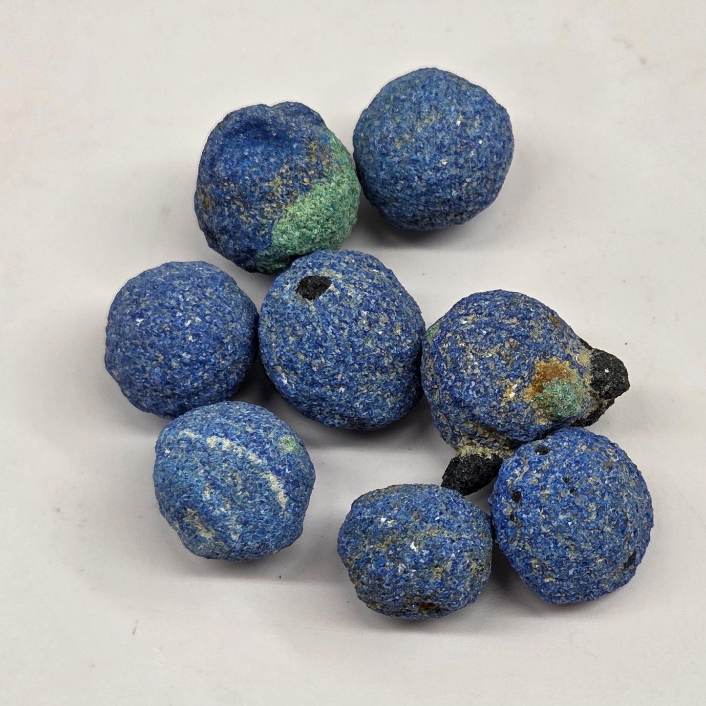 Azurite specimens on a white background