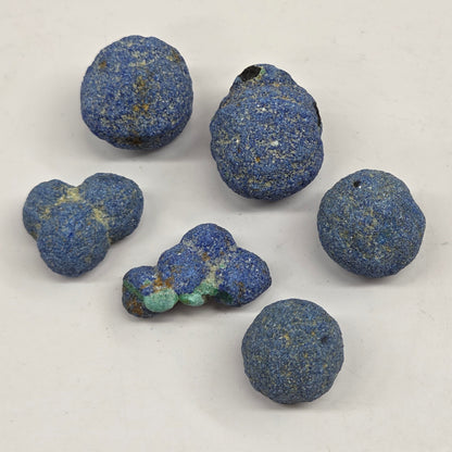 Azurite specimens on a white background