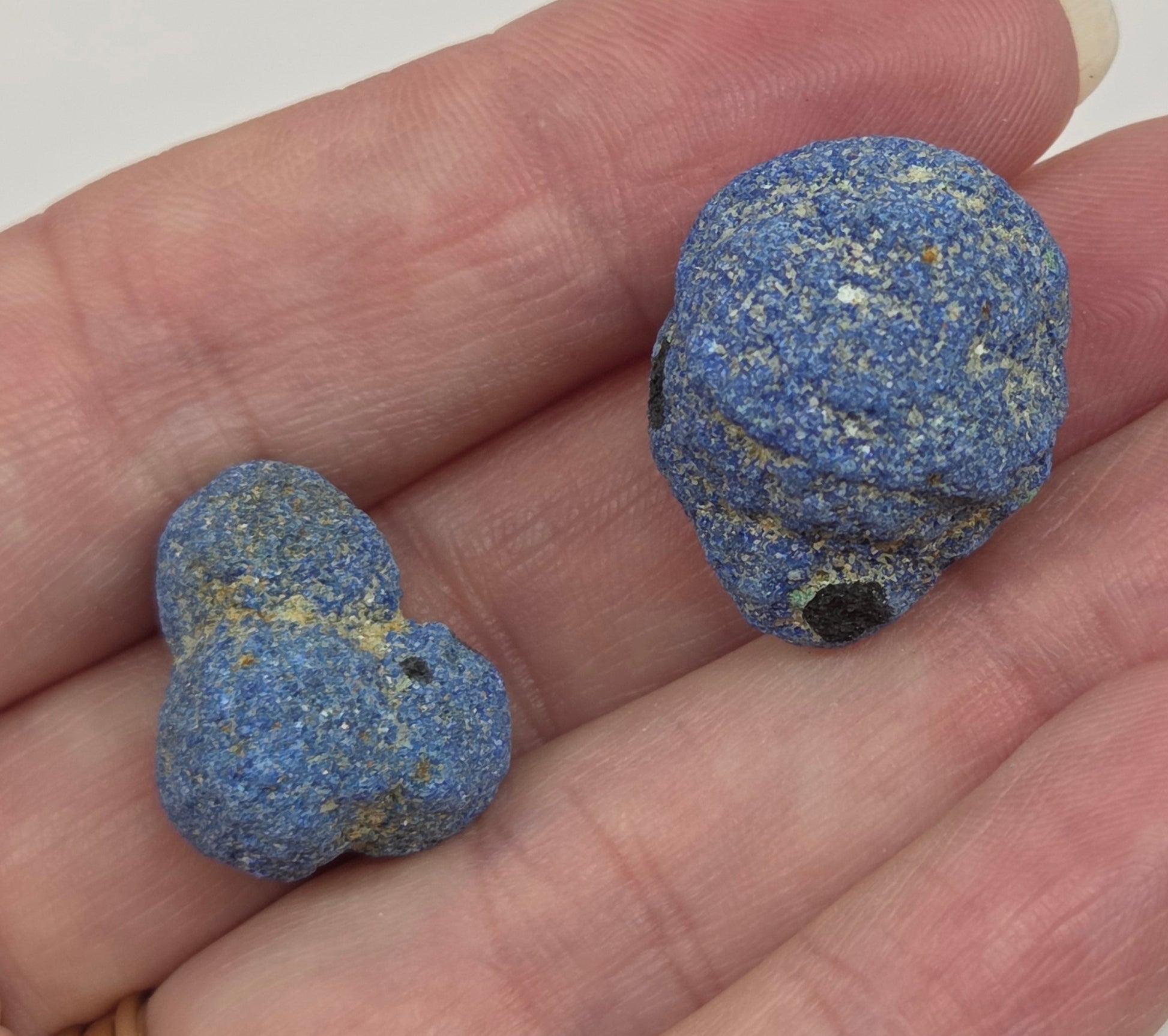 Azurite specimens on a white background