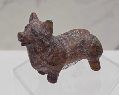 Decorative crystal Corgi dog carving on a white background